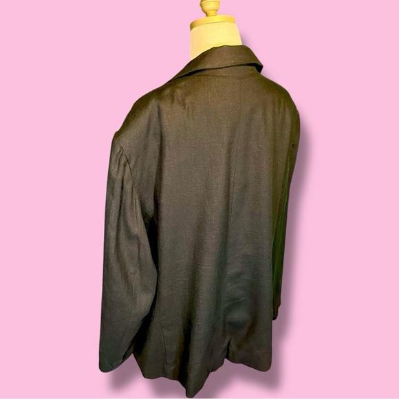 Sandro Vintage Black Linen-Blend Blazer with Pearl Shell Buttons Plus Size 22 - Picture 7 of 14